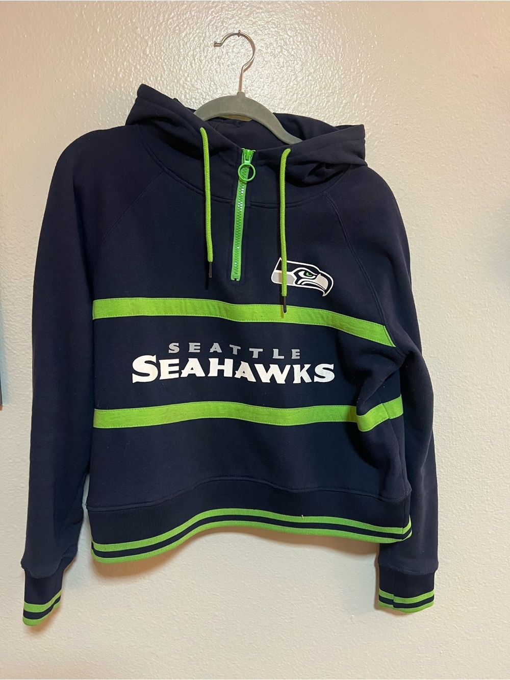 NFL Seattle Seahawks Navy & Neon Green Hoodie Sweatshirt
